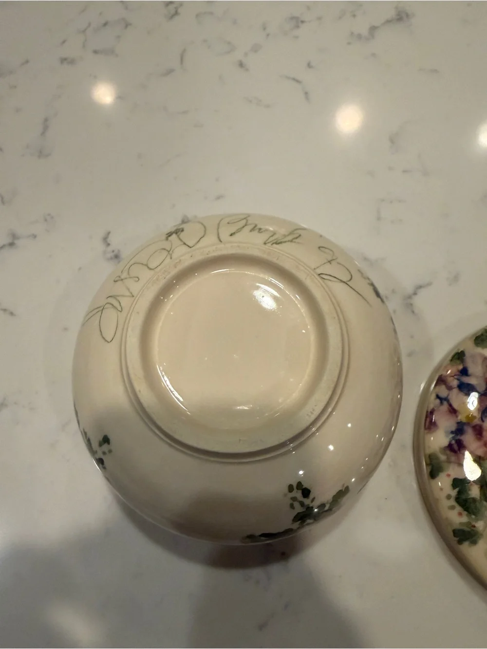 Signed Hand Painted Studio Pottery Floral Lidded Trinket Box Covered Ceramic Jar